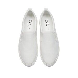 ZARA EMBOSSED LACELESS SNEAKERS SS22 WHITE | 2214/920